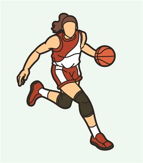 Basketball Female Player Running Action Cartoon Sport Graphic Vector ...