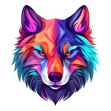Wolf Face In Vibrant Color Mascot With Ai Generative, Wild, Animal, Mascot PNG Transparent Image ...