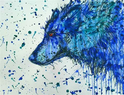 Blue wolf Painting by Marily Valkijainen | Saatchi Art