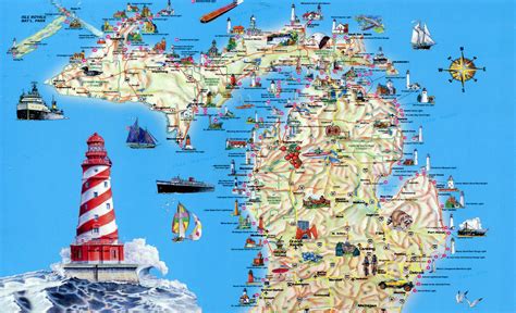 Large tourist map of Michigan state | Michigan state | USA | Maps of the USA | Maps collection ...