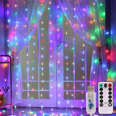 Curtain Lights, Upgrade LED Window Fairy Lights 8 Lighting Modes ...