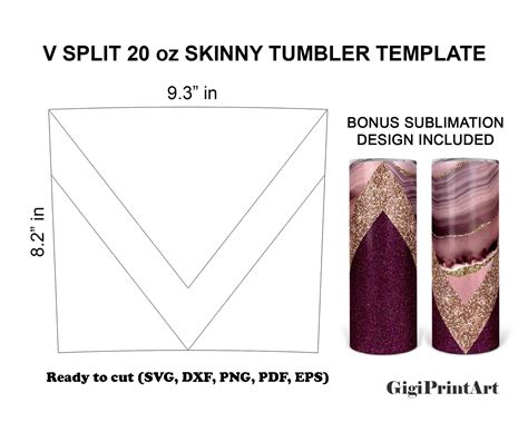 V Split Tumbler Template SVG 20oz Skinny DXF By MockupStation ...