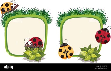 Border template with ladybirds illustration Stock Vector Image & Art - Alamy