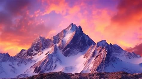 Premium AI Image | Nature mountain displays radiant at sunset background