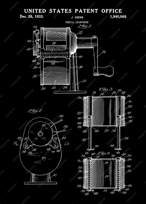 Premium Vector | 1933 Pencil sharpener patent