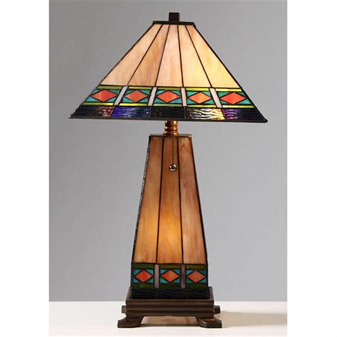 Tiffany-style Mission Table Lamp with Lighted Base - 224759, Lighting at Sportsman's Guide