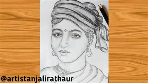 Rani laxmi bai drawing step by step II how to draw rani laxmi bai step by step II charcoal ...