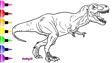 How to Draw a Dinosaur from Jurassic World & Shark Coloring Page - YouTube