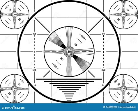 Vintage Tv Test Screen. Black Ans White Television Calibration Pattern ...