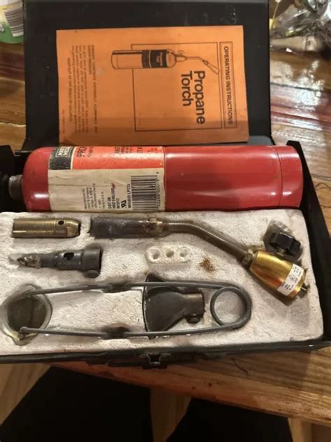 VINTAGE TORCH TIP set PROPANE TORCH KIT USA in metal box w instructions ...