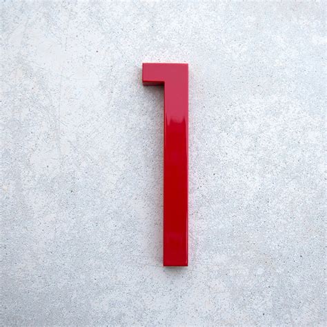 Modern House Number Aluminum Modern Font Number One 1 in RED | Etsy