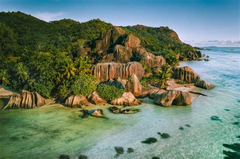 Anse Source D Argent Beautiful Famous Beach at La Digue Island ...