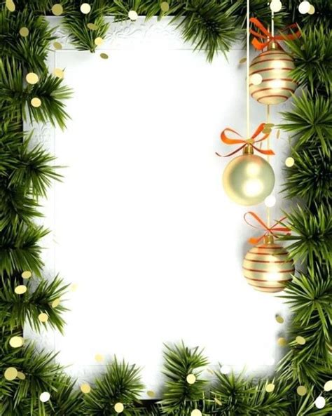 a christmas frame with baubles and decorations on the top, surrounded by pine branches