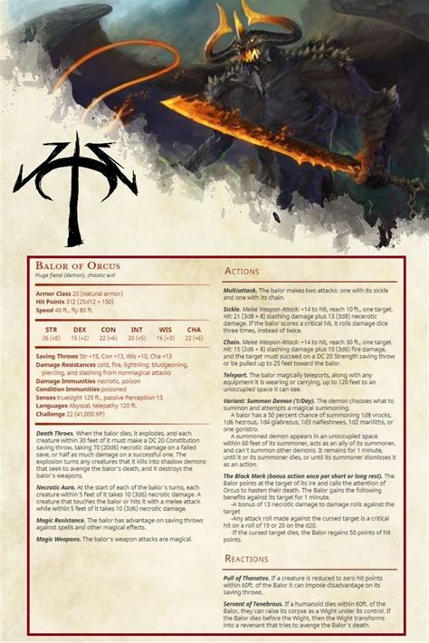 Balor of Orcus: Dnd 5e Homebrew Monster Statblock | Dungeons and ...