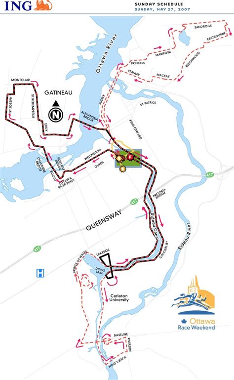 2007 Ottawa Marathon (Canada). | Map screenshot, Ottawa, Route