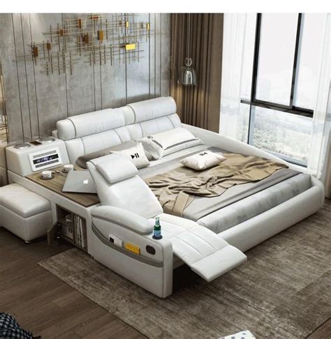 Exquisite Smart Leather Bed With Storage | My Aashis