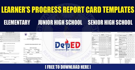 SF9-School Form 9 [ Learner's Progress Report Card ] Templates for Elementary, Junior High ...