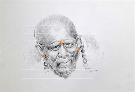 Shirdi Saibaba pencil sketch on paper - Sai Art Online