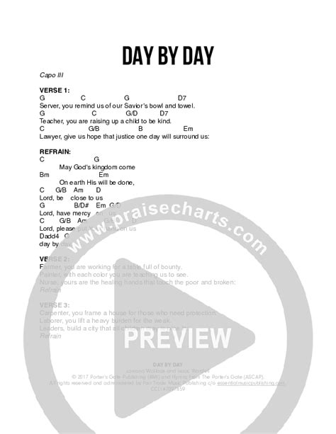 Day By Day Chords PDF (The Porter's Gate / Joy Ike) - PraiseCharts