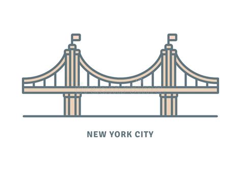 Puente De Brooklyn En El Ejemplo Del Vector De Nueva York Ilustración ...