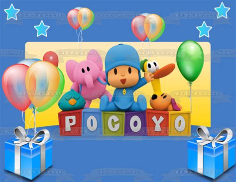 Pocoyo Happy Birthday Presents Balloons Stars Pato Elly Edible Cake To – A Birthday Place