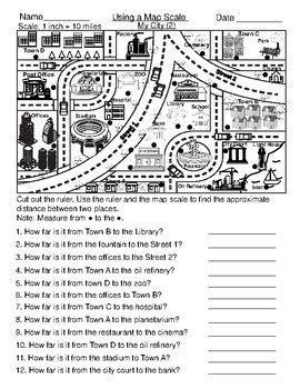 Geography: Map Scale Worksheets: by mzat | TPT