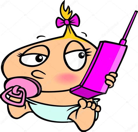 Cartoon Baby Girl Cell Phone Stock Illustration by ©ronleishman #13983759