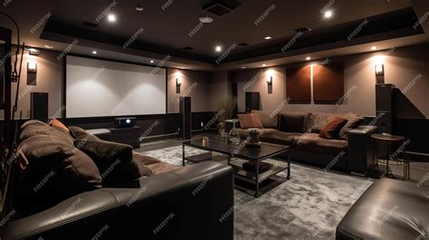 Premium AI Image | A home theater with a projector screen and a ...