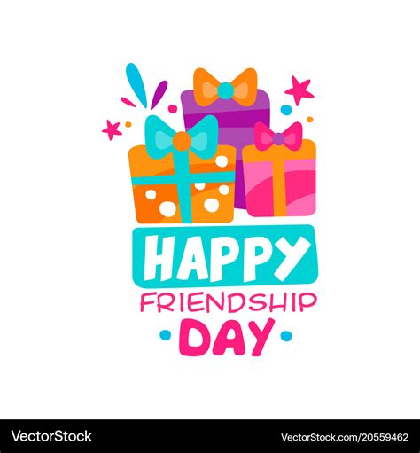 Happy friendship day logo template three colorful Vector Image