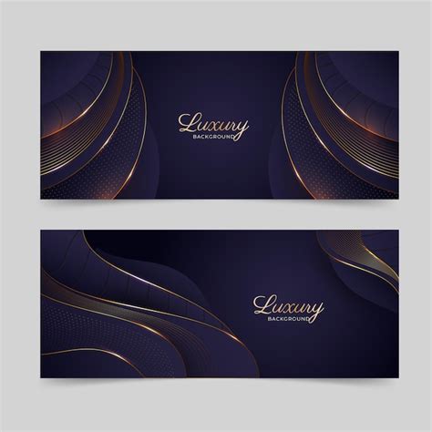 Free Vector | Pack of luxurious banners with golden details