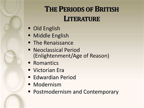 PPT - The Periods of British Literature PowerPoint Presentation, free ...