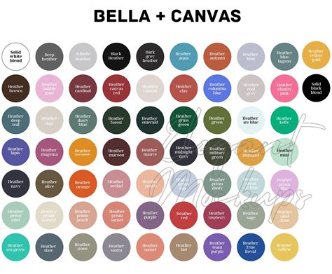 Editable Bella Canvas Color Chart, Bella Canvas 3001 Color Chart, Color Chart Canva Template ...