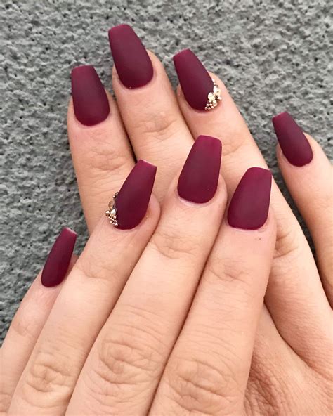 The ultimate winter nail design! Deep Red Matte Acrylic Nails. Head to our Instagram for more ...