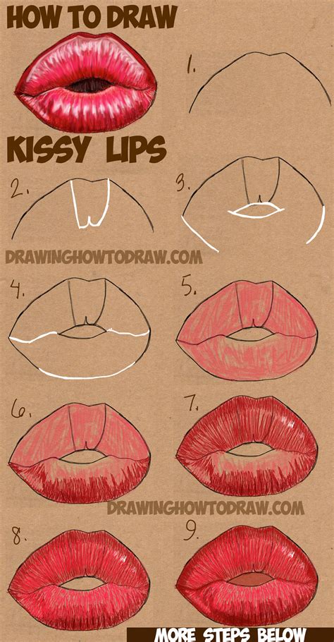 How to Draw Kissy Kissing Puckering Sexy Lips – How to Draw Step by Step Drawing Tutorials