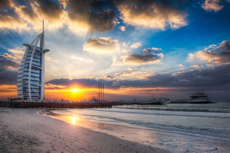 HDR Photography Tutorial & Blog - Dubai, UAE - Burj Al Arab Sunset From Jumeirah Beach