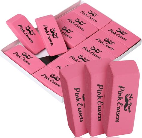 Mr. Pen- Erasers, Pink Erasers, Pack of 12, Pink Eraser, Pencil Erasers, Large, School Supplies ...