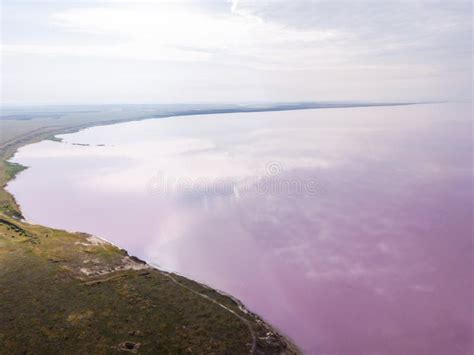 Aerial View of Beautiful Pink Lake Stock Image - Image of colours, dusk ...