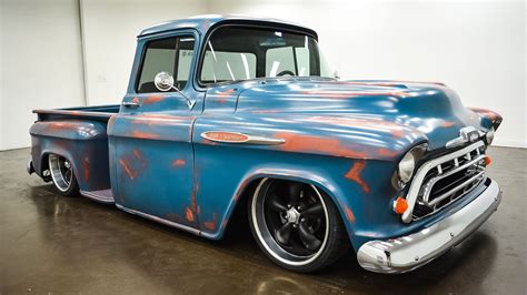 Slammed 1957 Chevrolet 3100 Sports Airbrushed Patina