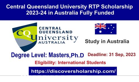 Central Queensland University RTP Scholarship 2023-24 in Australia