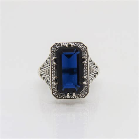 Vintage Sterling Silver Blue Sapphire Ring Size 7 - Etsy