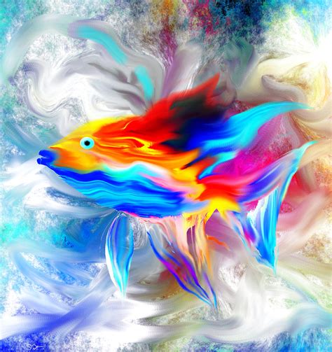 Playful Tropical Fish Digital Art by Abstract Angel Artist Stephen K ...