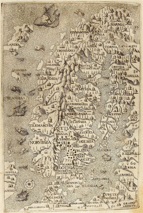 A map of the "Norse lands" from the Italian edition of Olaus Magnus’ Carta Marina, 1565 ...