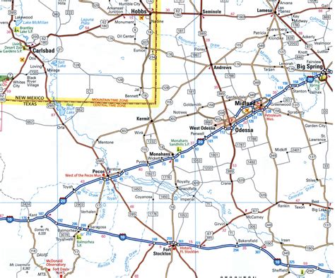 Map of interstate highway I-20 Texas, Alabama, South Carolina with interchange and exit numbers ...