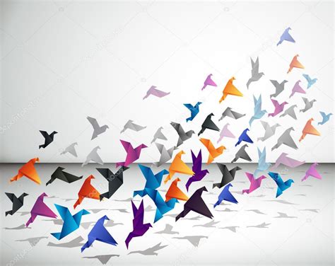 Paper Flight. Origami Birds. — Stock Vector © blinkblink #15609707