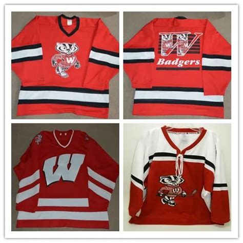 Wisconsin Badgers College Vintage Hockey Jersey Embroidery Stitched ...