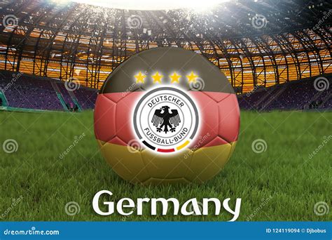 Germany Football Team Ball On Big Stadium Background With Germany Team ...