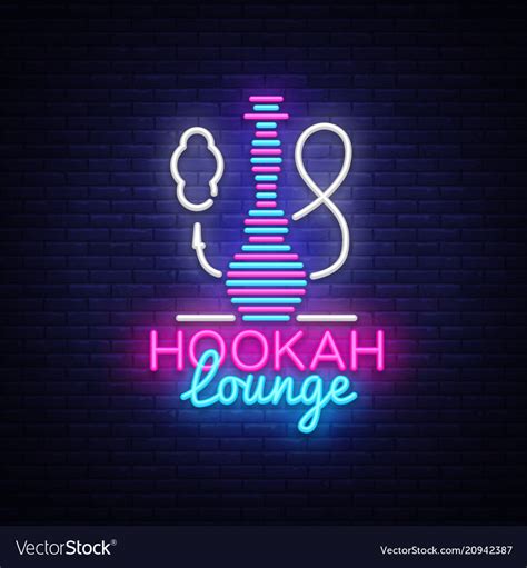 Hookah neon sign lounge logo Royalty Free Vector Image