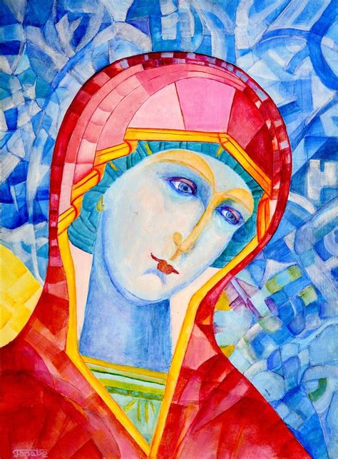 Virgin Mary icon catholic art Printmaking by Magdalena Walulik | Saatchi Art