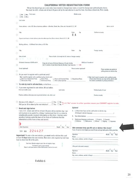 California Voter Registration Form printable pdf download