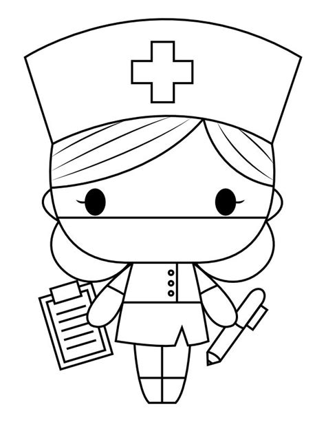 Printable Cute Nurse Coloring Page | Nurse drawing, Nurse clip art ...